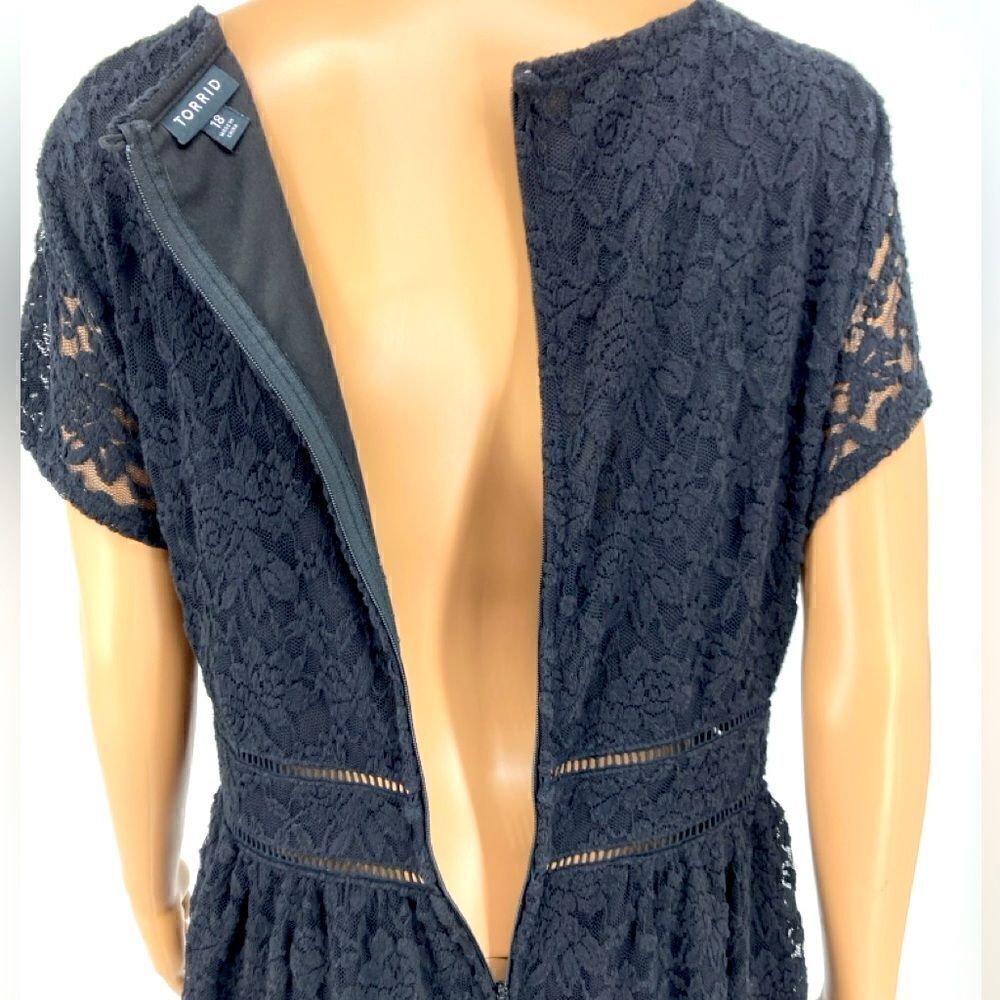 Torrid Black Lace Scoop Skater Dress Size 18 - Picture 6 of 12